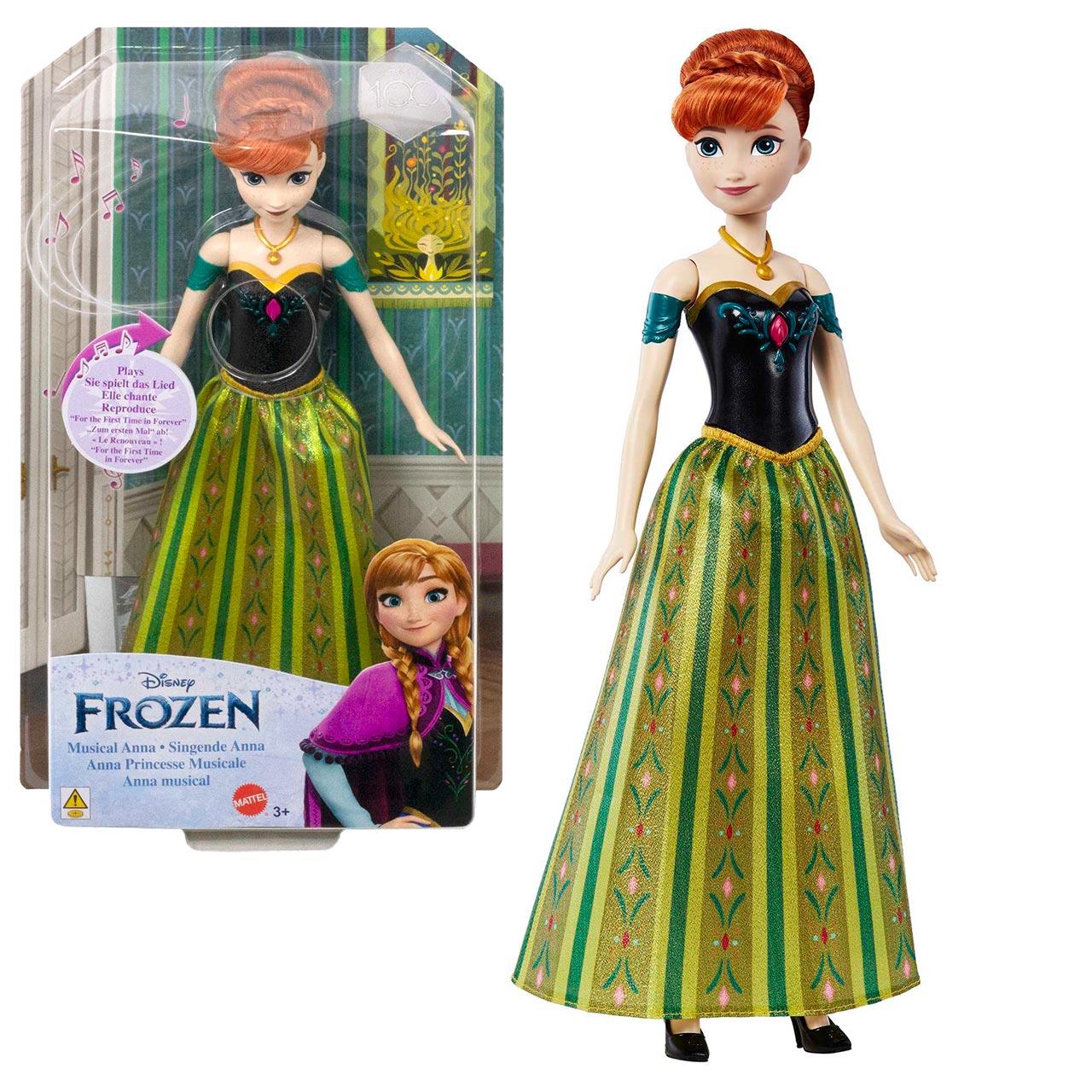 Mattel Hmg47 Muñeca Musical Anna Disney Frozen, Canta "For the First Time in Forever" (Instrumental), con Ropa Característica, Juguete +3 Años