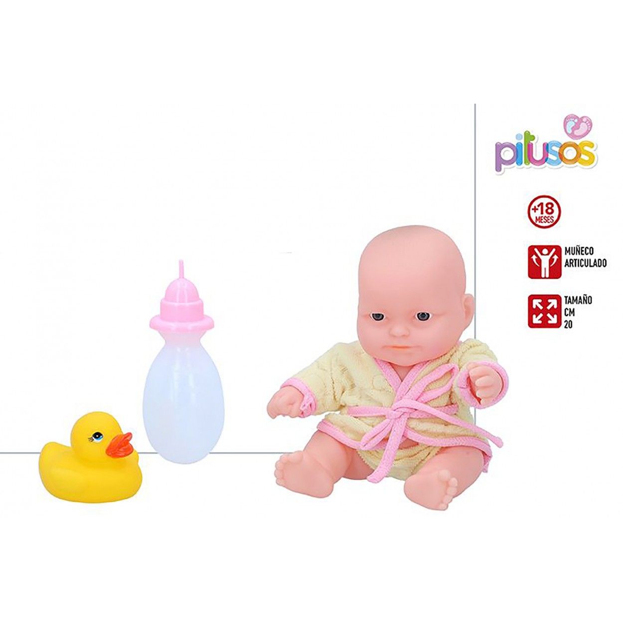 Muñeco Bebé de Juguete para niños, Juguetes Infantiles con Accesorios Originales 16,5x11.7x16,5 cm