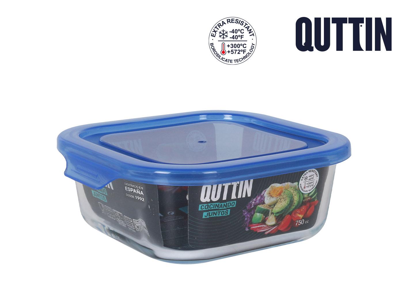 Quttin Fiambrera Cuadrada con Tapa Azul 16x16 cm (6 Unidades)