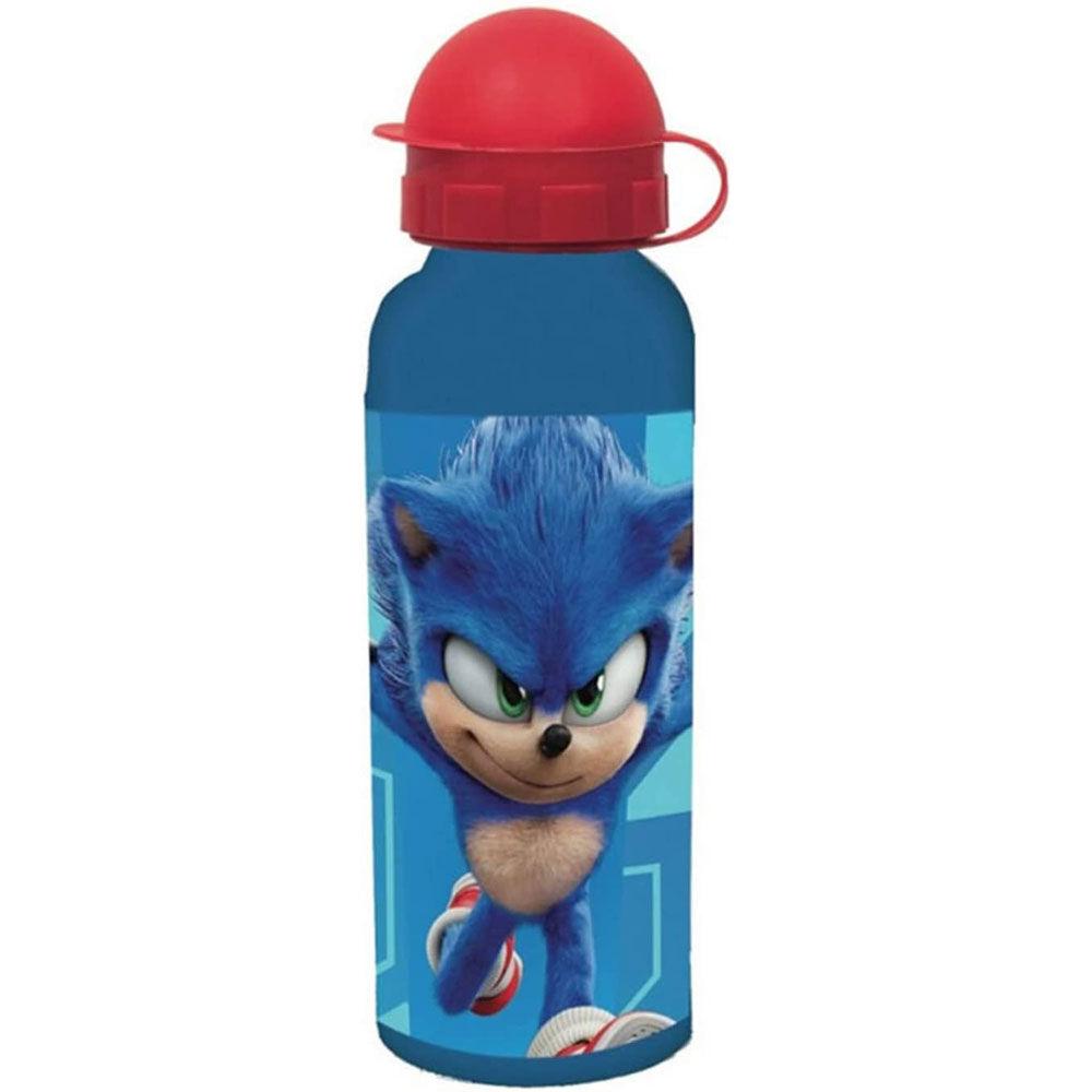 SEGA Sonic The Hedgehog - Botella de Aluminio 520ml con Boquilla y Tapón de Seguridad, sin BPA para Niños