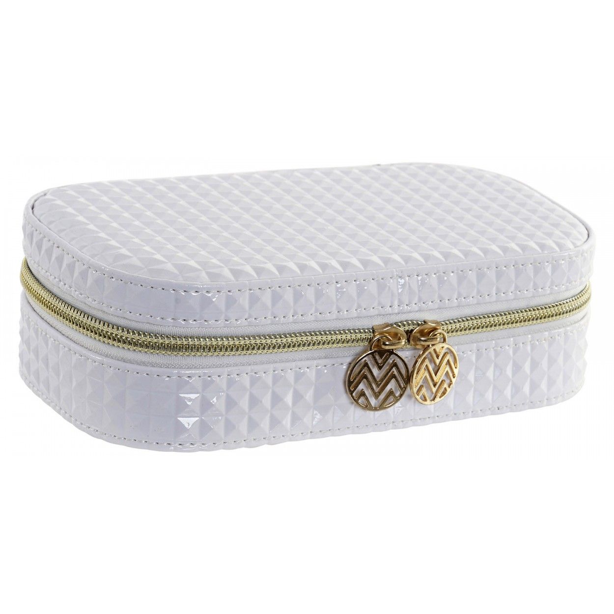 Neceser Mujer Pu con dos cremalleras, con acabado Brillante. Diseño Chic/Moderno 19x10,5x7 cm - Hogar y Más