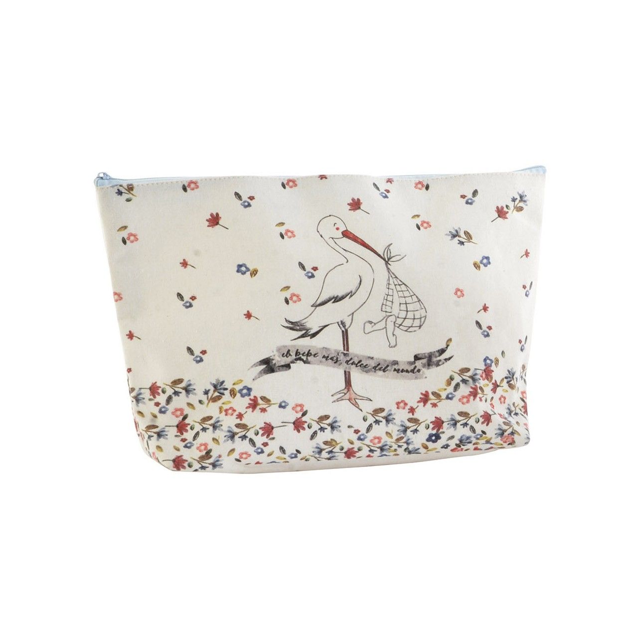 Neceser Viaje/Maquillaje de Tela de Lino. 2 Modelos a elegir, Diseño Cigüeña con Estilo Original/Alegre 33X8X21 cm.-Hogarymas-