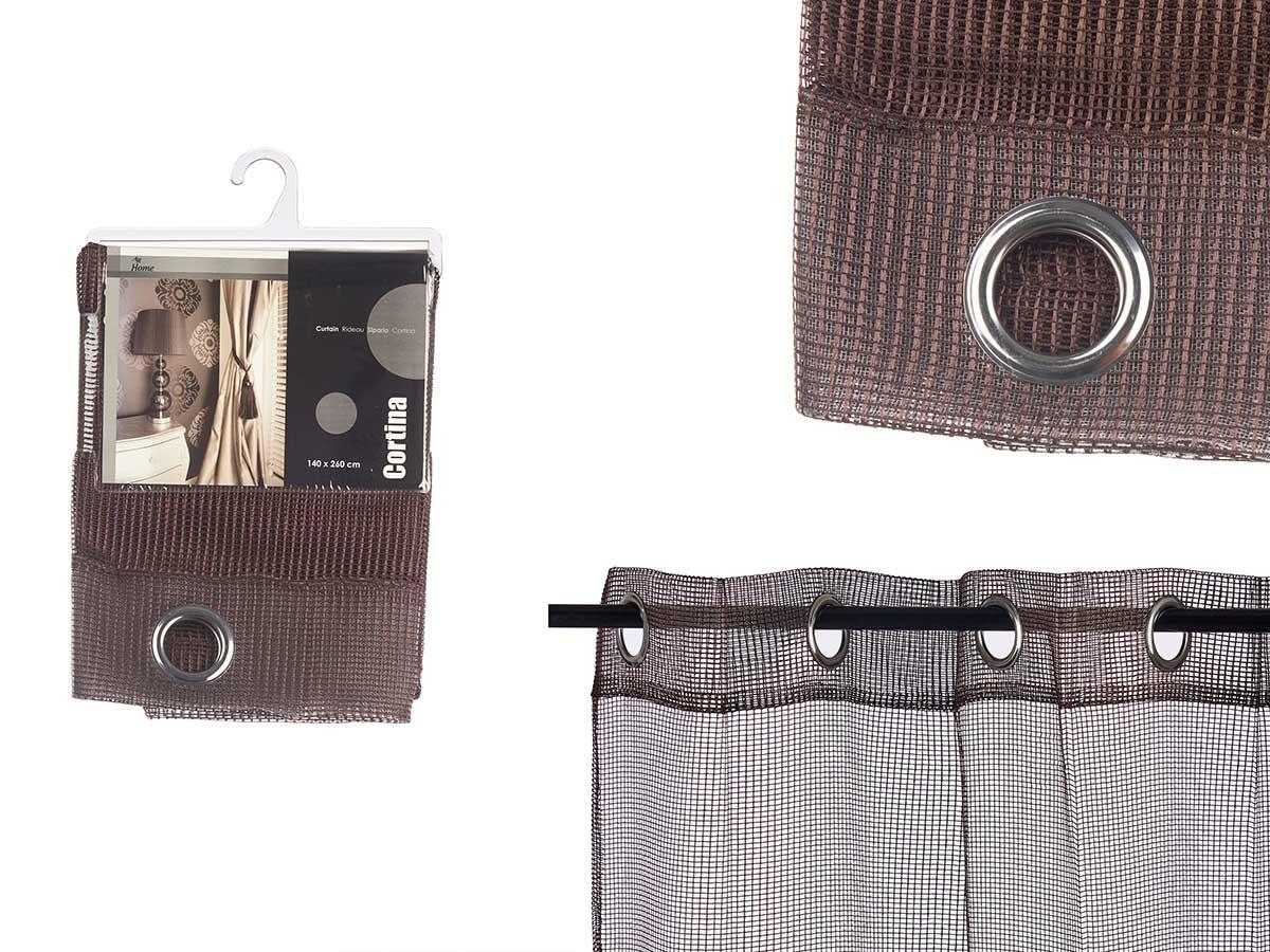 Giftdecor Cortina Rejilla con 6 Ollaos 140x260 cm Marrón (6 Unidades)