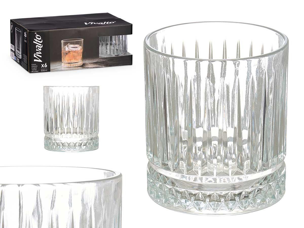 Vivalto Vaso de Whisky con Pie 330 ml, Cristal Transparente, 8.1x9.3x8.1 cm (48 Unidades)
