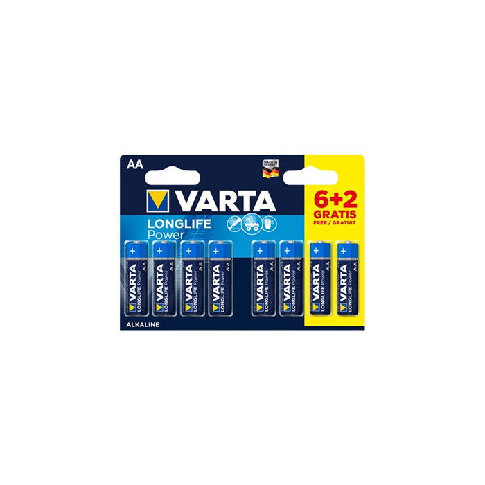VARTA PILA ALCALINA AA LR6 LONGLIFE POWER 6+2