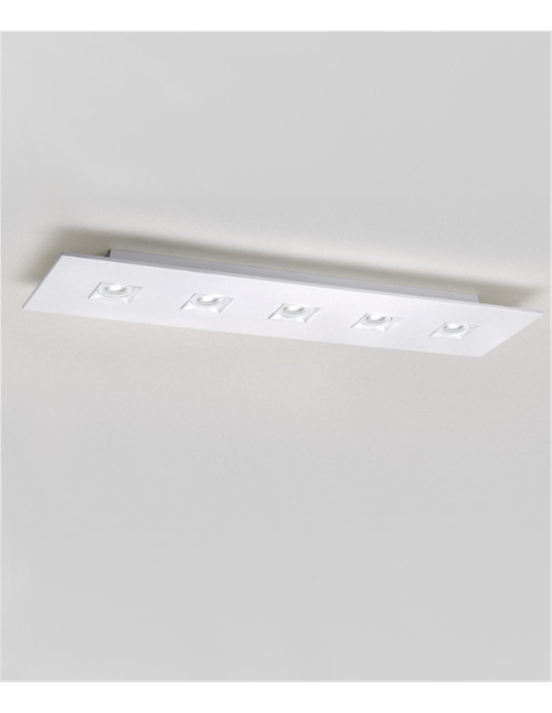 Plafón de techo Polifemo - Milan - Foco rectangular blanco, 5 luces