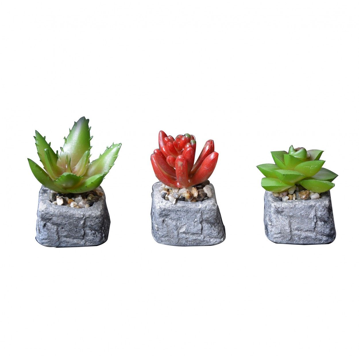 Planta de Cactus artificial inspiradora con maceta de piedra natural en Set Estilo Zen. - Hogar y más