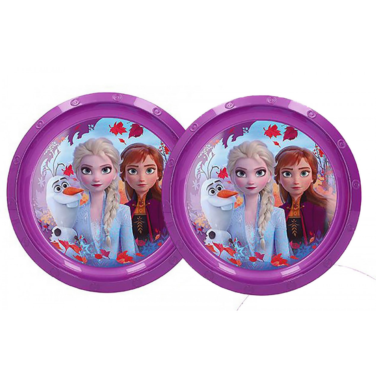Plato Infantil de Plástico Duro SET 2, Reutilizable para Niños ø21 cm. Platos de PRINCESA DEL FRÍOII, Vajilla Disney Morada