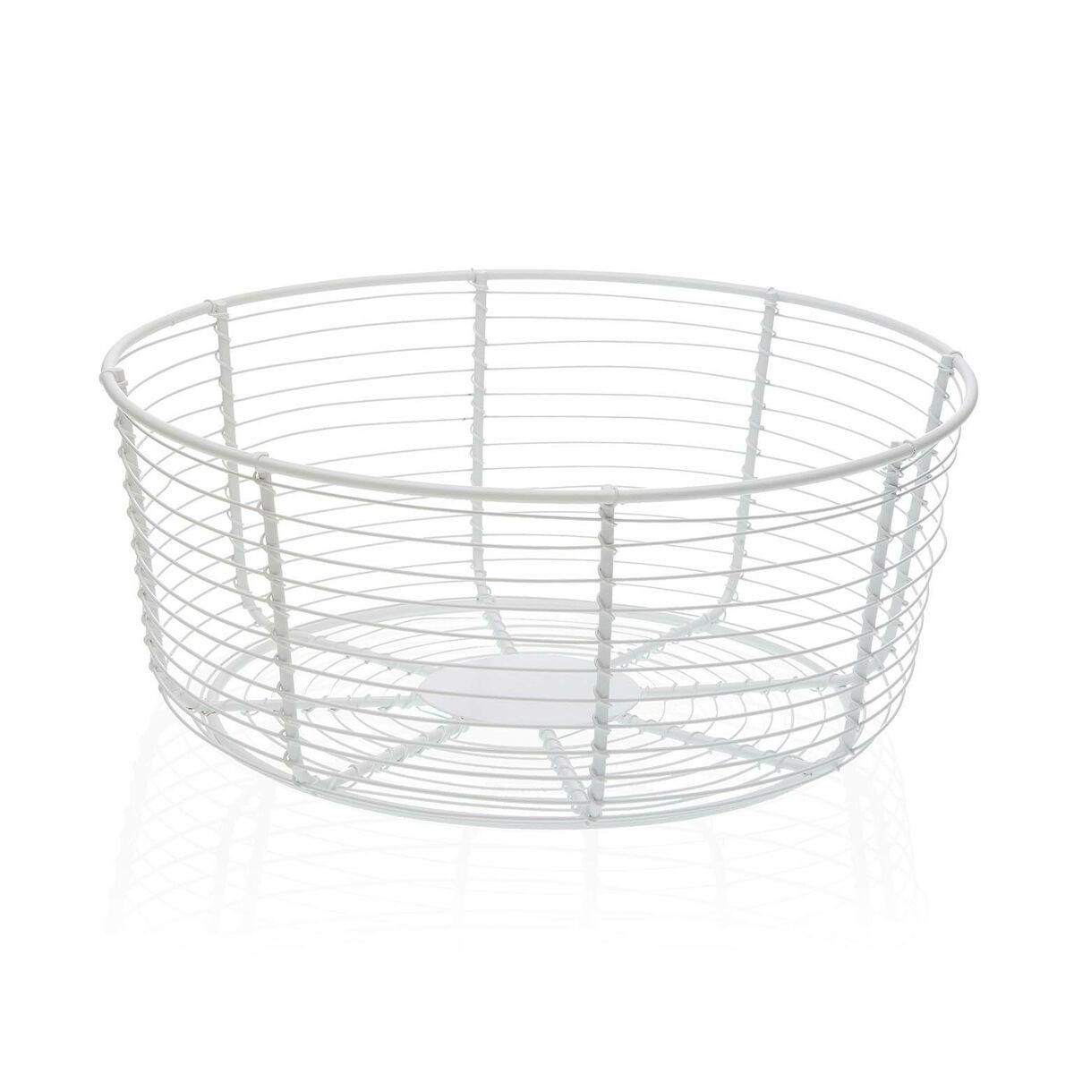 Frutero Versa Blanco Metal Cerámica Acero 26 x 11 x 26 cm