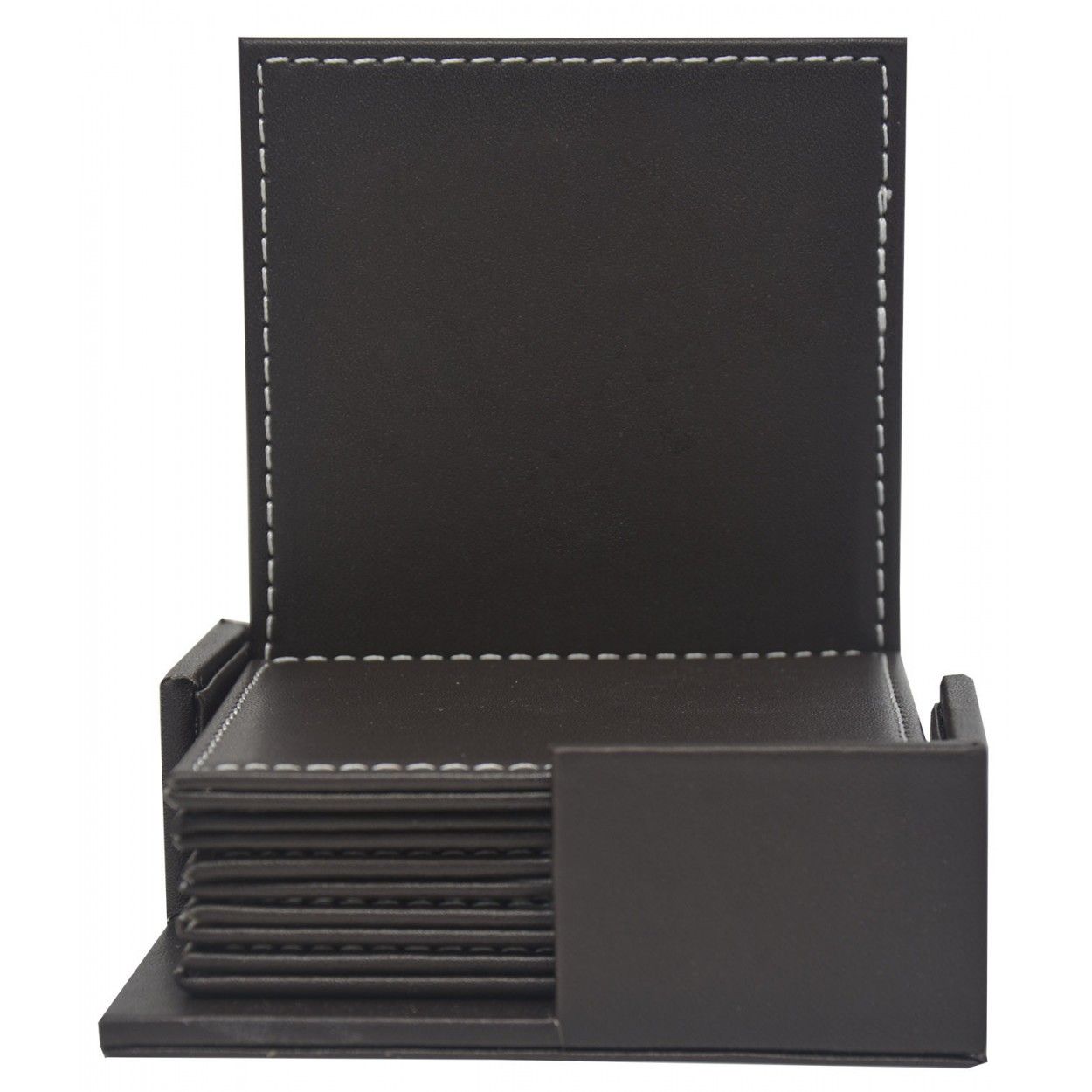 Posavasos Originales con Soporte, Cuadrado, de Polipiel, Juego de 6 unidades.