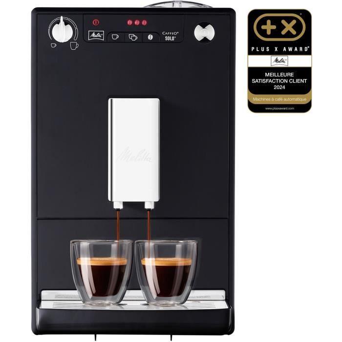 Melitta E950-101 Caffeo Solo Cafetera espresso automática con molinillo, café en grano, 1-2 tazas, limpieza automática, Negro