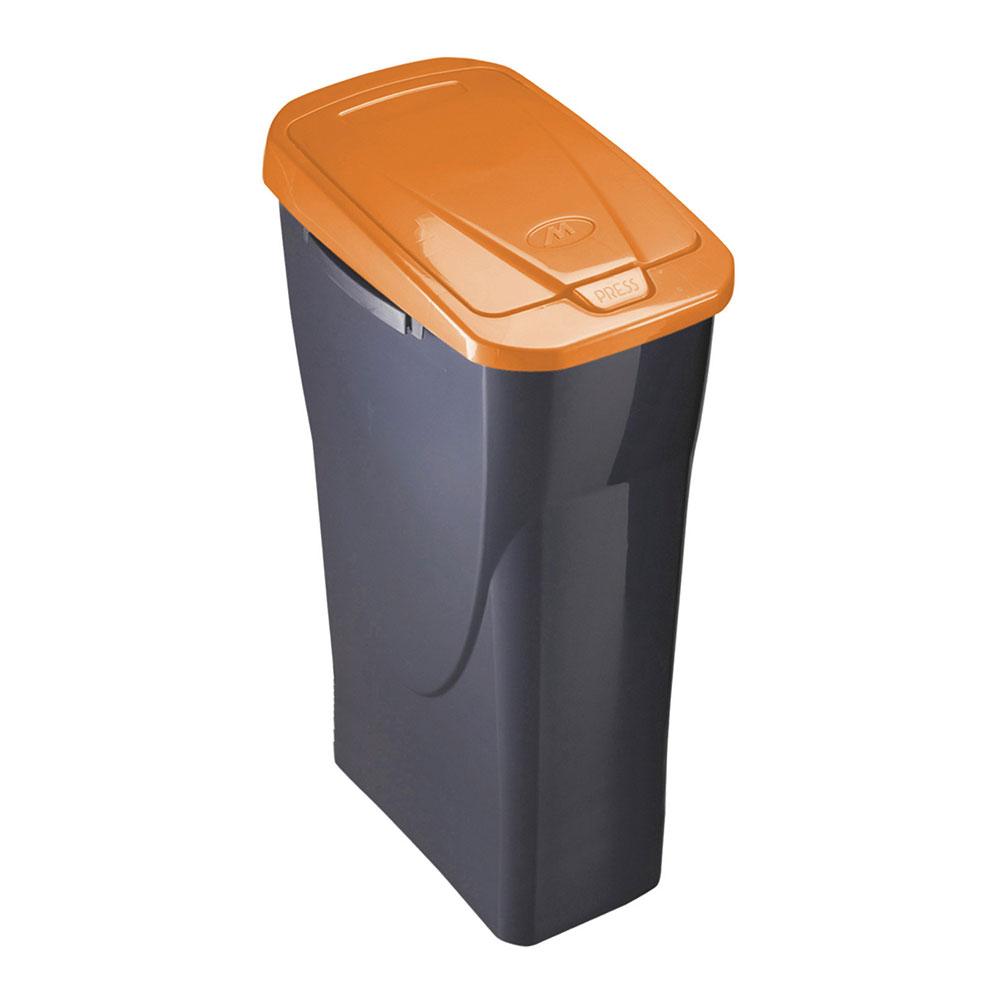Mondex Cubo de Basura Ecobin con Tapa Negro/Naranja 15 L Polipropileno 21.5x31x42 cm