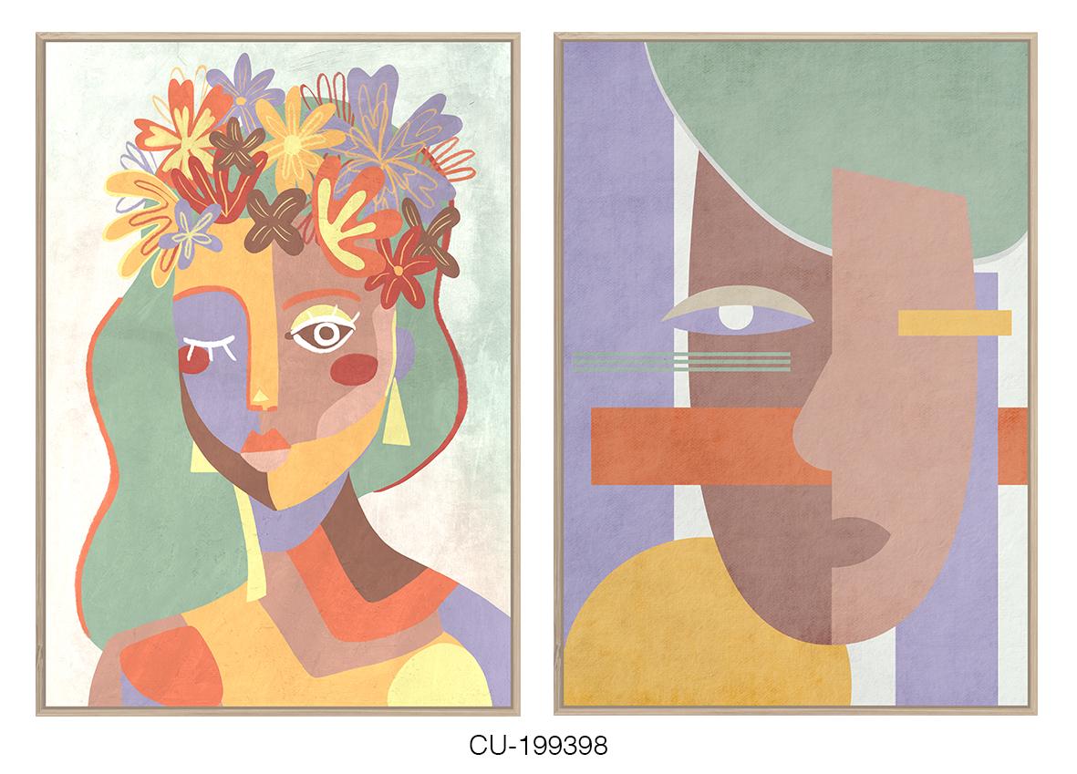 DKD Home Decor Cuadro Urban Mujer Multicolor Lienzo 93x63x4 cm (Pack 2 Unidades)