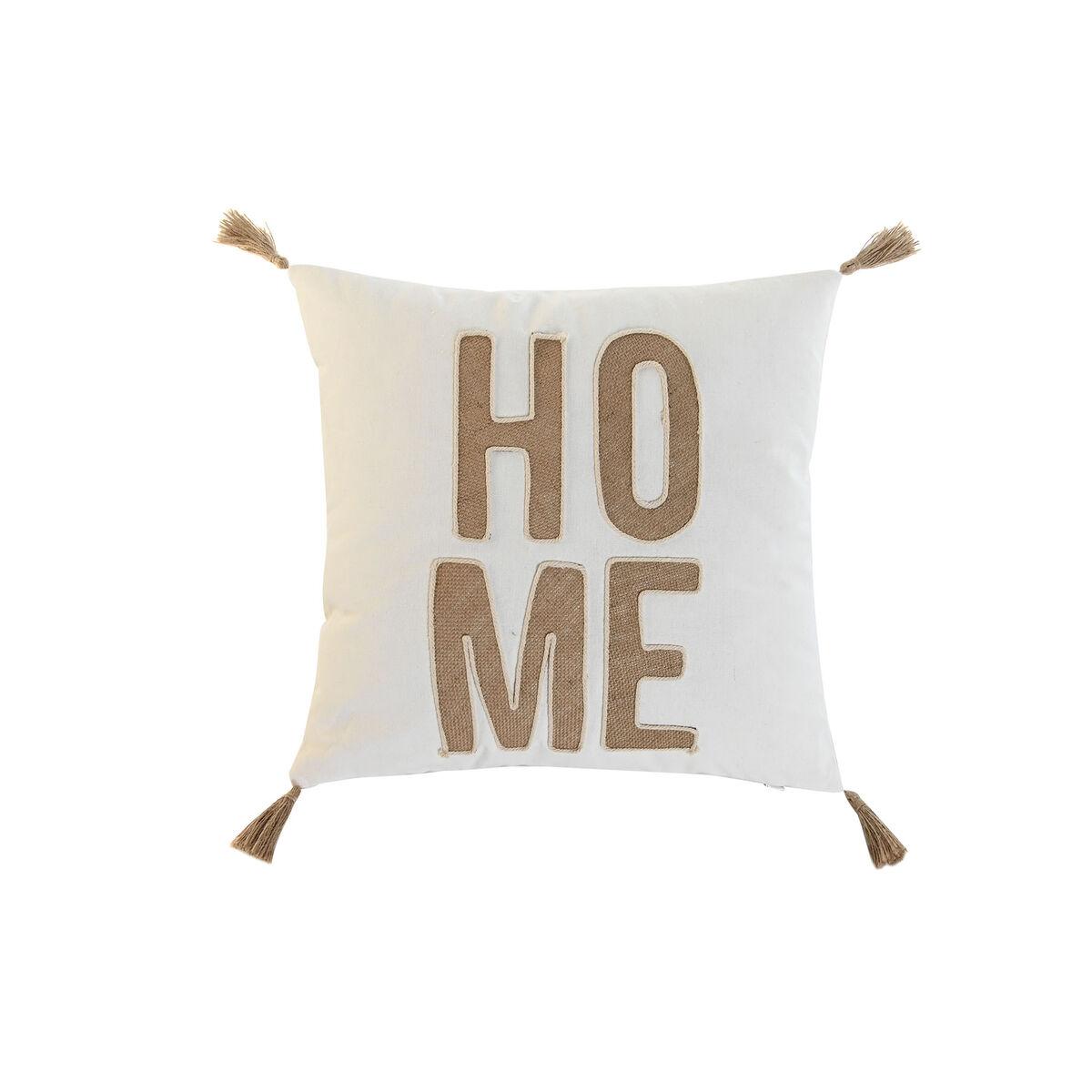 DKD Home Decor Cojín Decorativo Boho Crudo Natural de Poliéster Colección Ivory26 45x45 cm (5 cm de grosor) (2 Unidades)