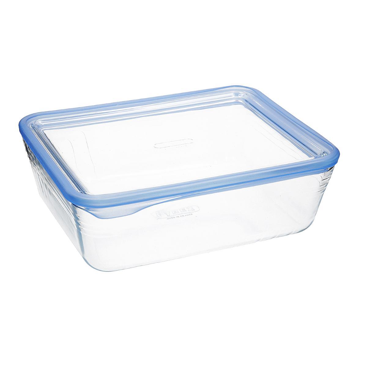Pyrex Hermético Rectangular Pure Glass de Vidrio Borosilicato 2,6 L (24x19x8 cm) - Apto Horno, Microondas, Congelador