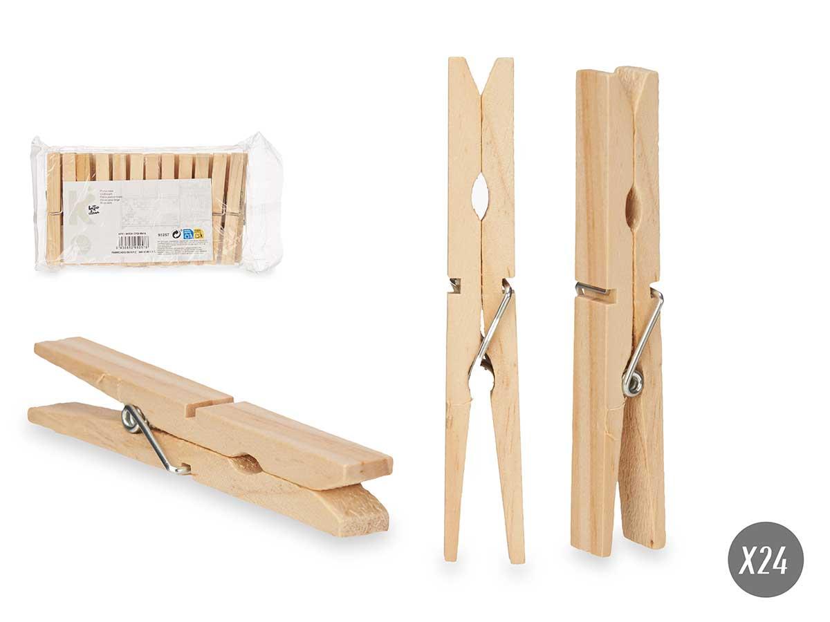 Arte Regal - Set de 24 Pinzas de Madera Grandes, 13x25x3 cm (24 Unidades)