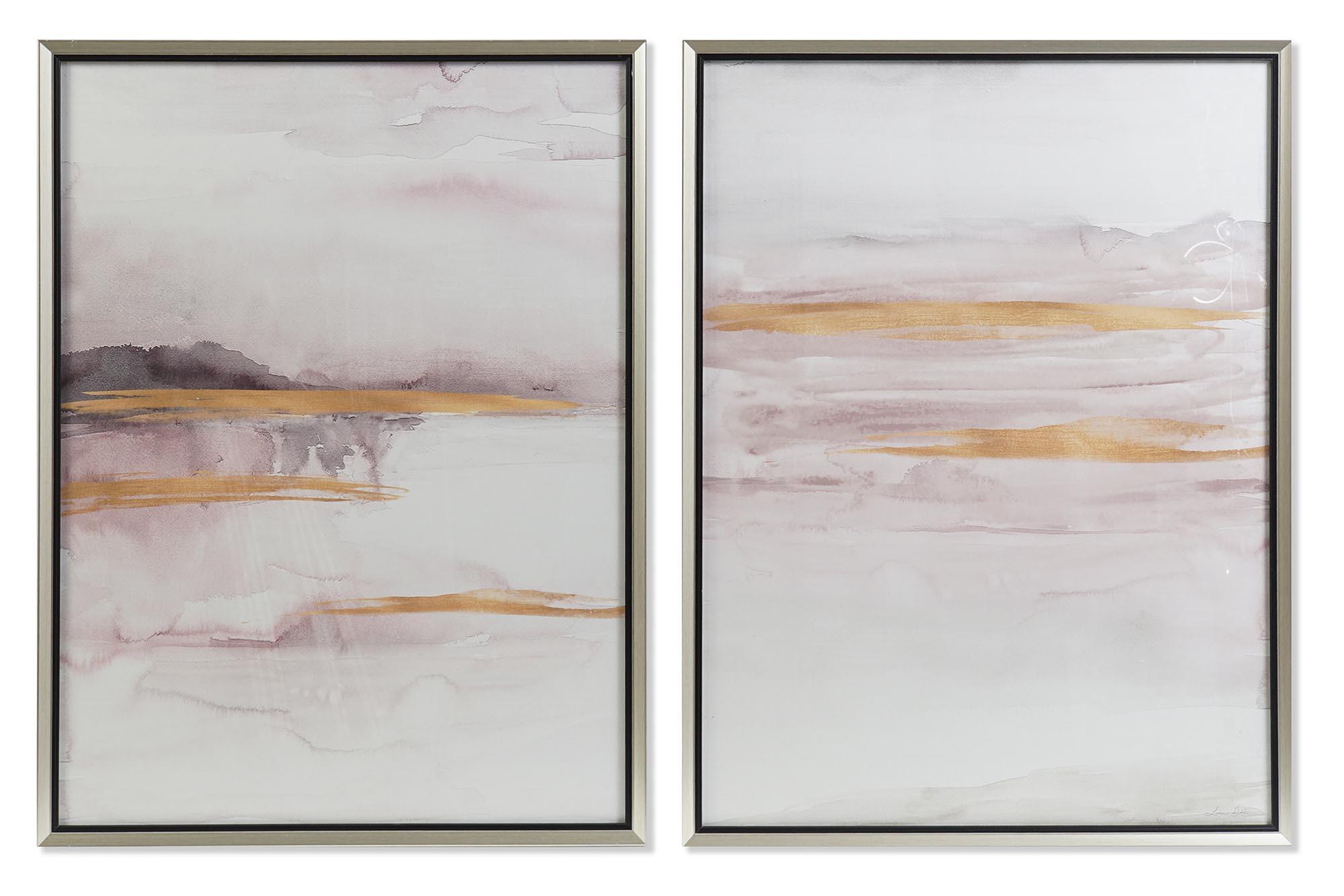 DKD Home Decor Cuadro Abstracto Urban Rosa Blanco (Colores Surtidos), 2 Unidades, Cristal y PS, Ancho 60 cm, Alto 80 cm, Largo 3.5 cm, Peso 6.75 kg