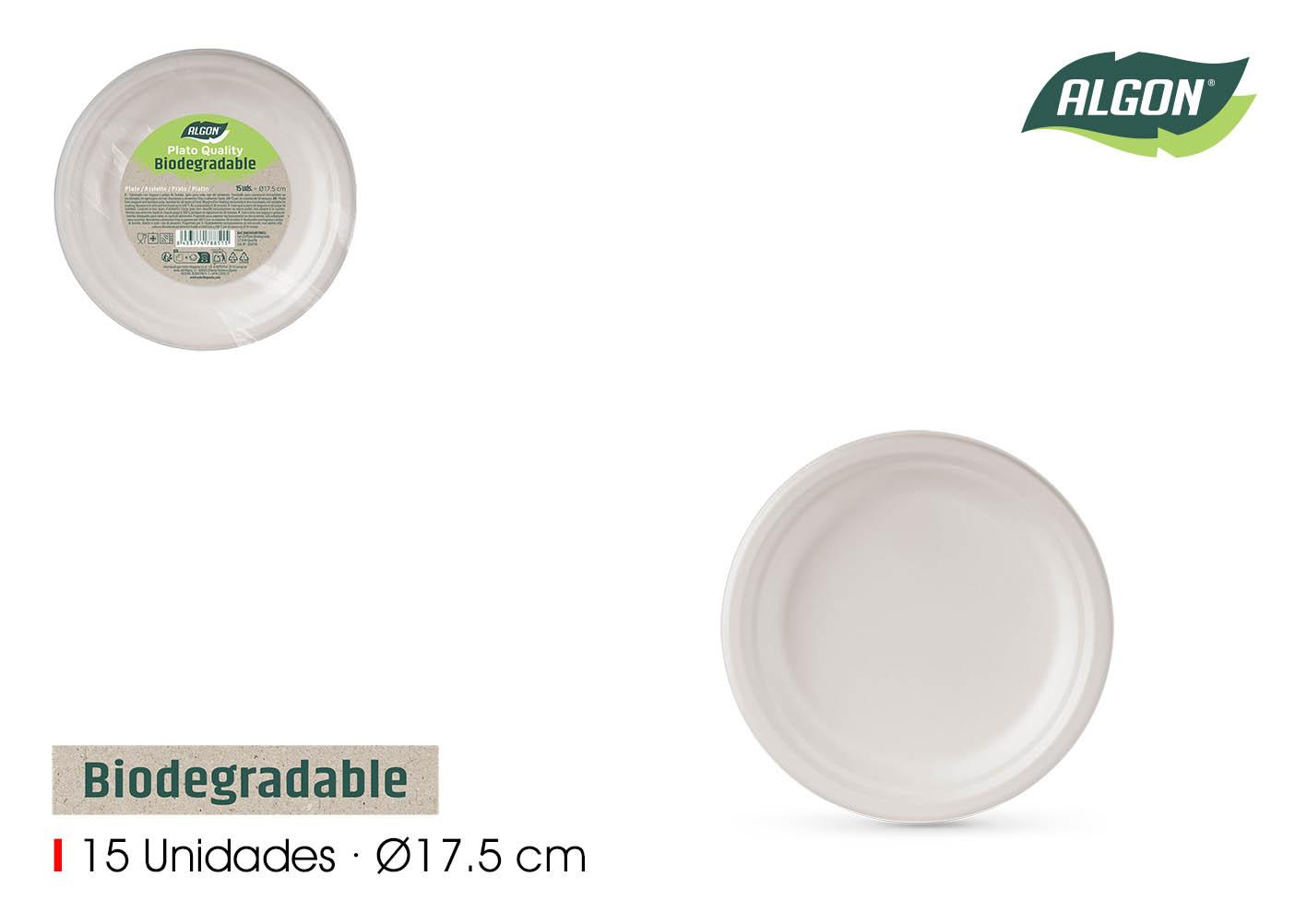 Inde Set de 15 Platos Biodegradables Quali Algon 17.5 cm (24 Unidades)