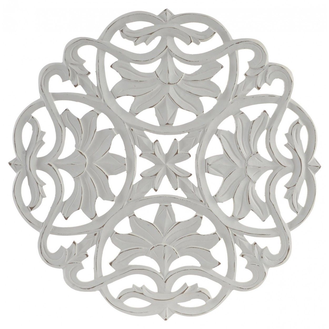 Retablo/Mural de Madera Tallada, para Decoración de Pared, Color Blanco Roto, France, para Salón 45cm X 2cm X 45cm - Hogar y Más