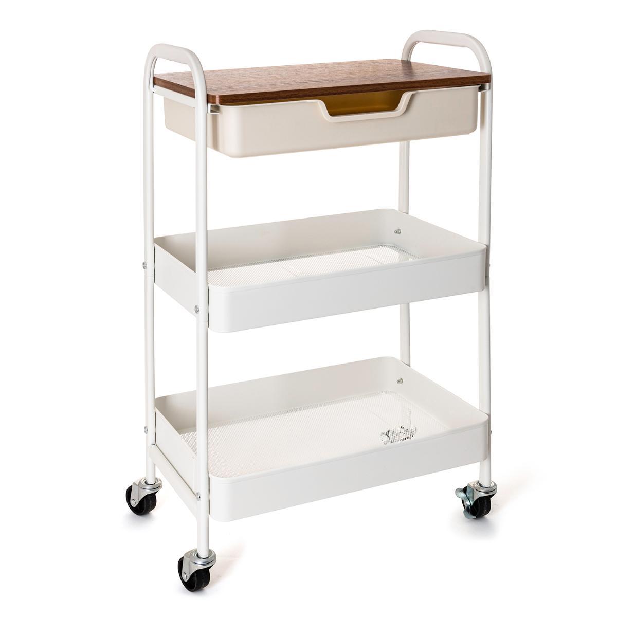 Quid Carrito Multiusos Garbo de Metal Blanco - 46,5x30,5x75 cm