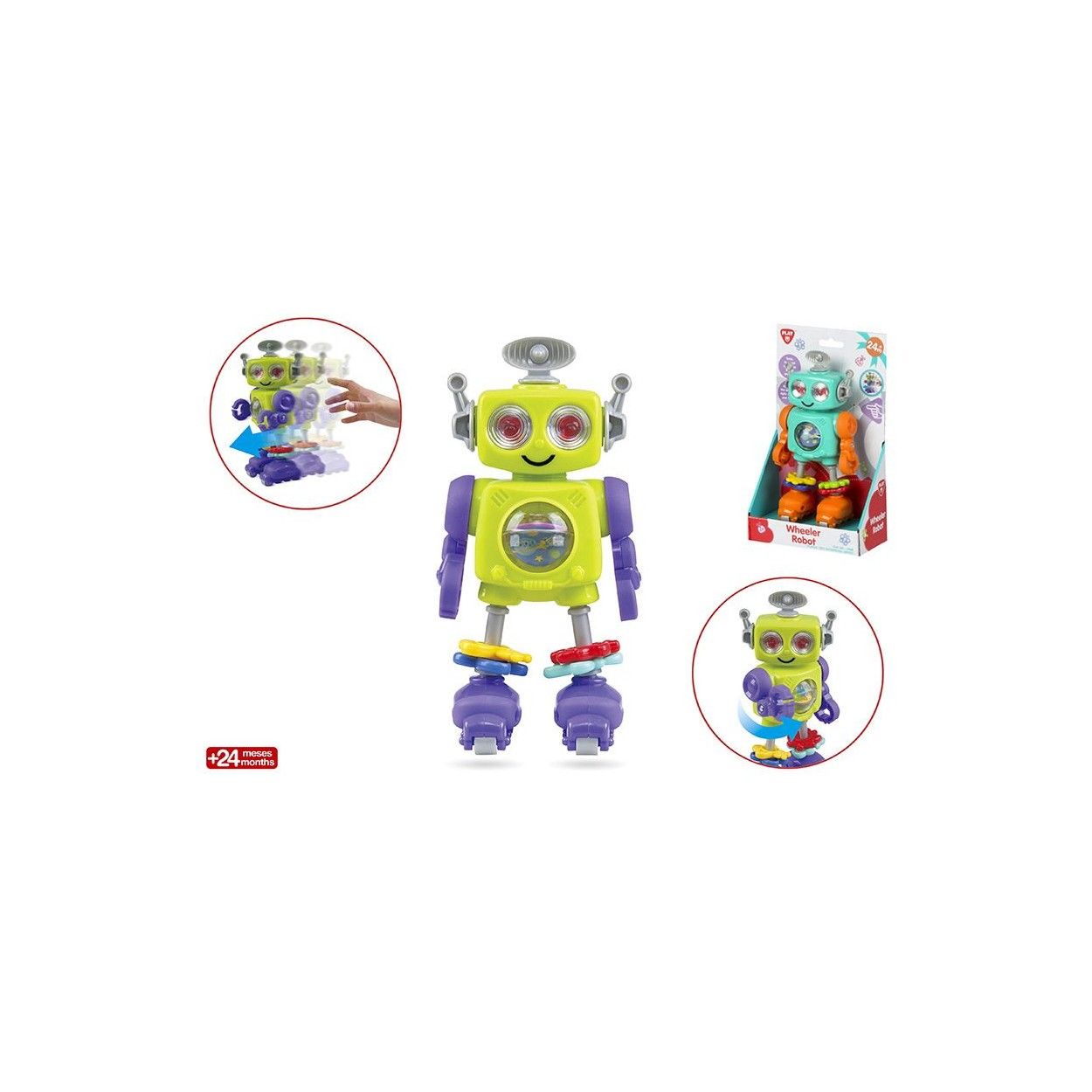 Muñeco robot infantil patinador de actividades,  con original diseño y colores llamativos-Hogar y Mas