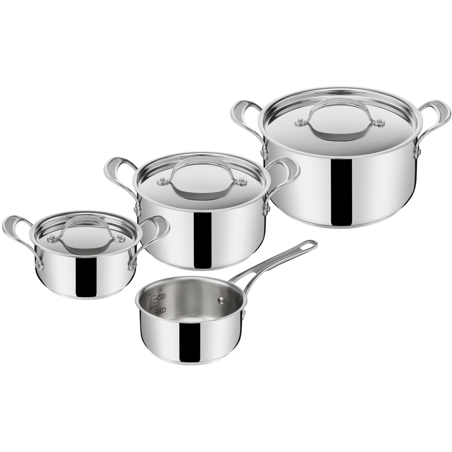 Tefal Jamie Oliver E307S7 - Set de 7 Utensilios de Cocina de Acero Inoxidable - Apto para Inducción y Horno hasta 250°C