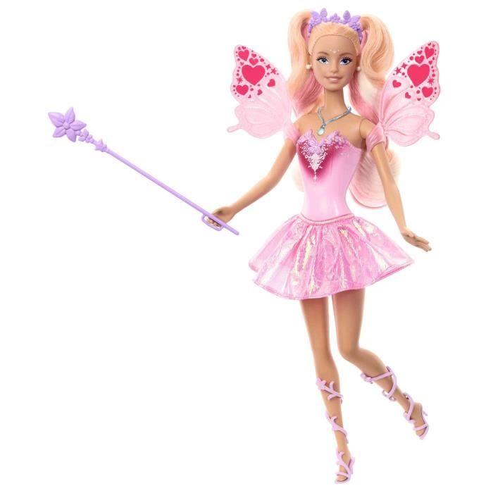 Barbie Jcp76 Muñeca Hada Rosa con Cambio de Color en Corpiño y Alas al Agua, Pelo Largo y Accesorios para Niñas