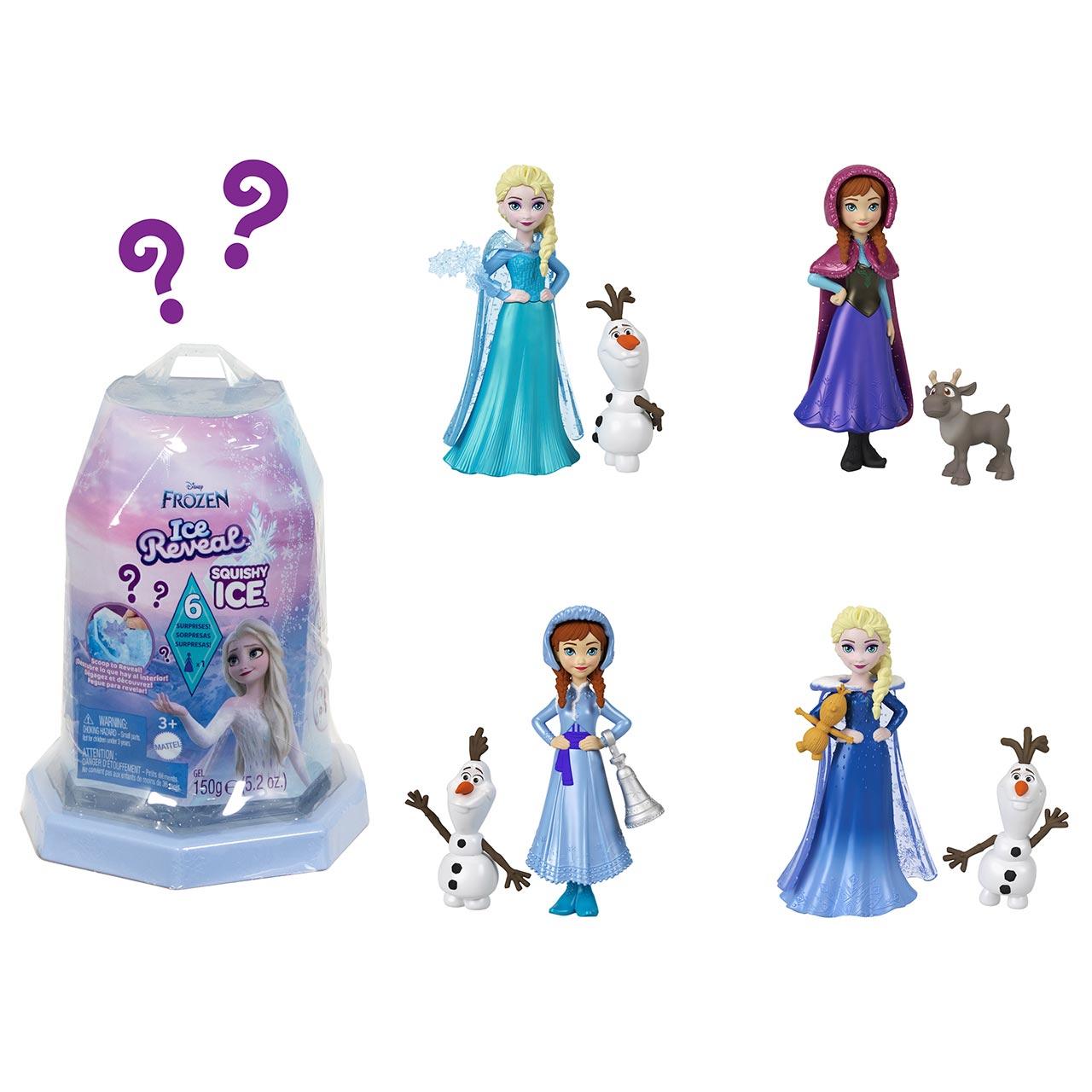 Mattel Hrn72 Muñeca Minis Squishy Ice Reveal Disney Frozen y Olaf's Frozen Adventure, 6 Sorpresas con Anna, Elsa y Amigos