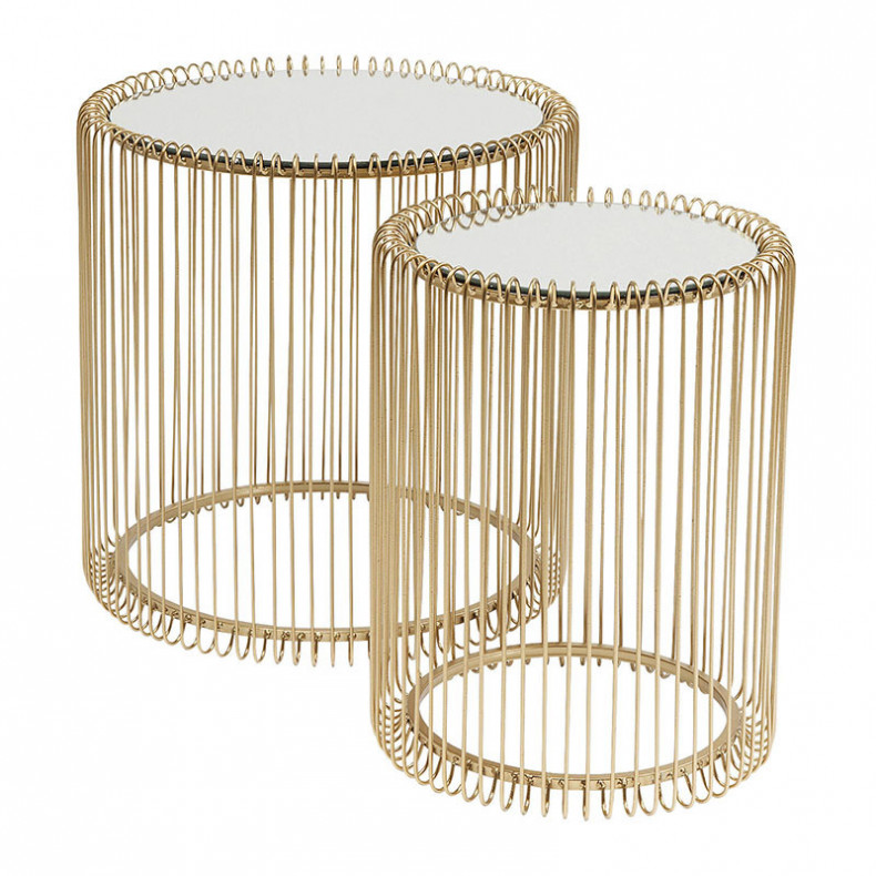 SET 2 MESAS AUXILIARES WIRE BRASS