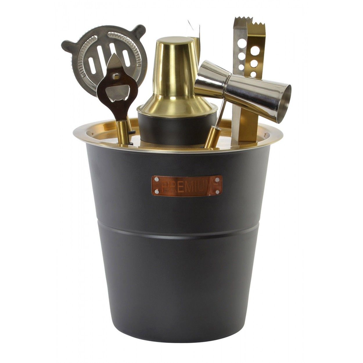 Set de Coctelería con Coctelera Profesional y Accesorios de Acero Inoxidable para Cócteles. 13X13x22cm - Hogar y Más