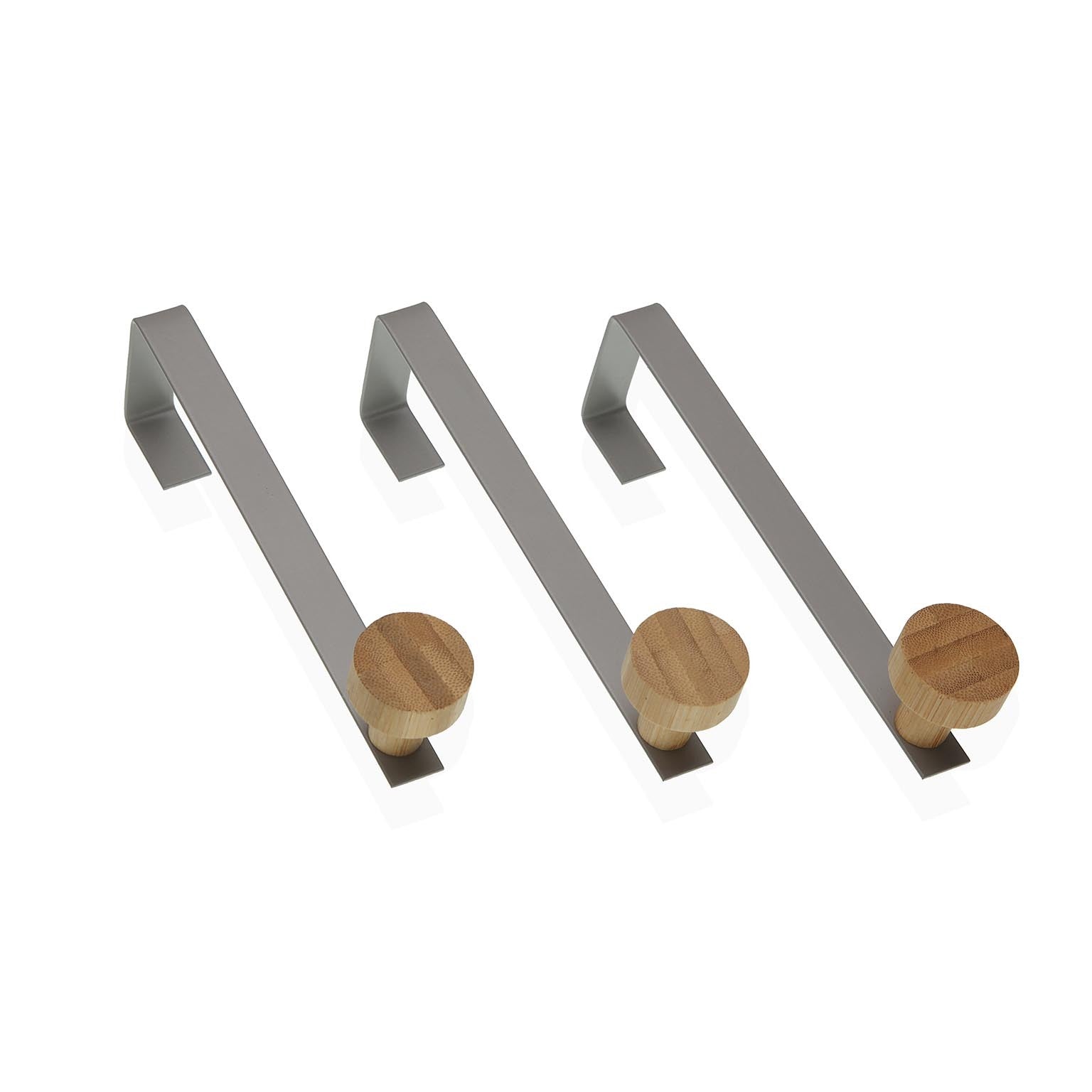 SET 3 PERCHEROS DE PARED GRIS INDIVIDUALES