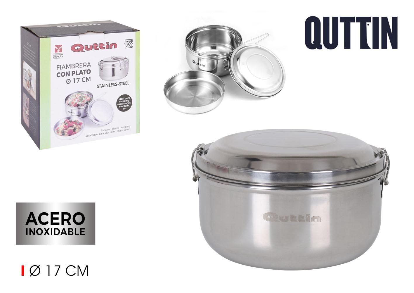 Quttin Fiambrera con Plato de Acero Inoxidable, 17 cm (12 Unidades)