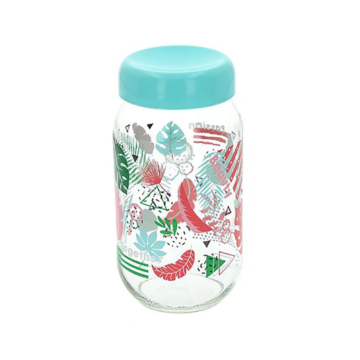 Tarro de Cristal para Conservas con Tapa, para la Cocina, con Capacidad de 1L. Diseño Original con estilo Tropical -Hogar y Más