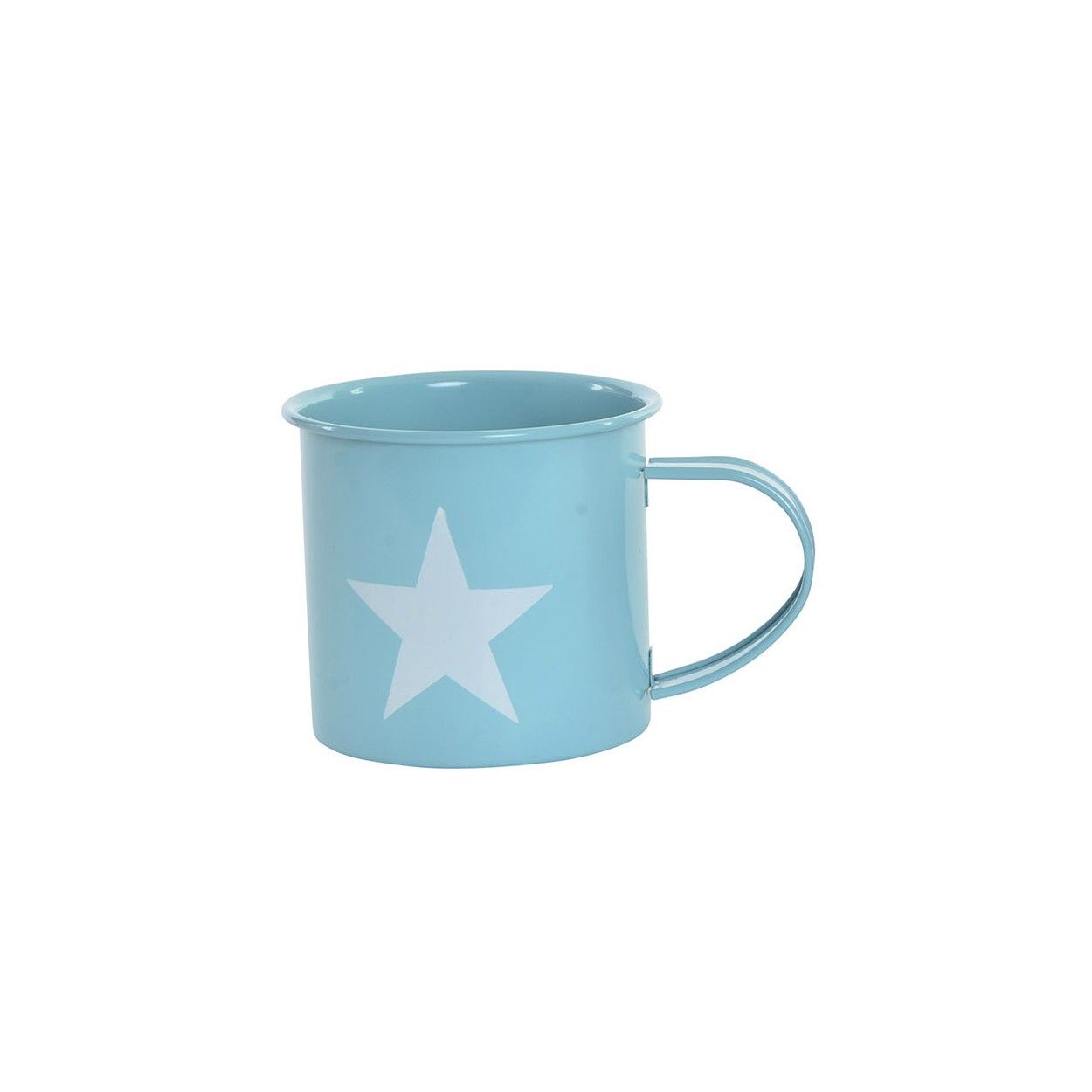 Taza/Mug de Desayuno realizada en Metal, con dibujos de Estrella, de 360 ml. Diseño Industrial, con estilo Vintage - Hogar y Más