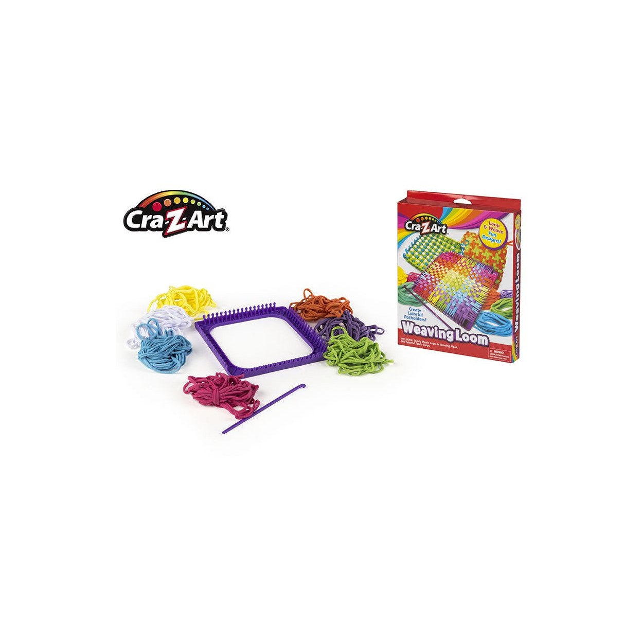 Telar juego creativo para tejer de forma cuadrada con lanas de diferentes colores - Hogar y Más