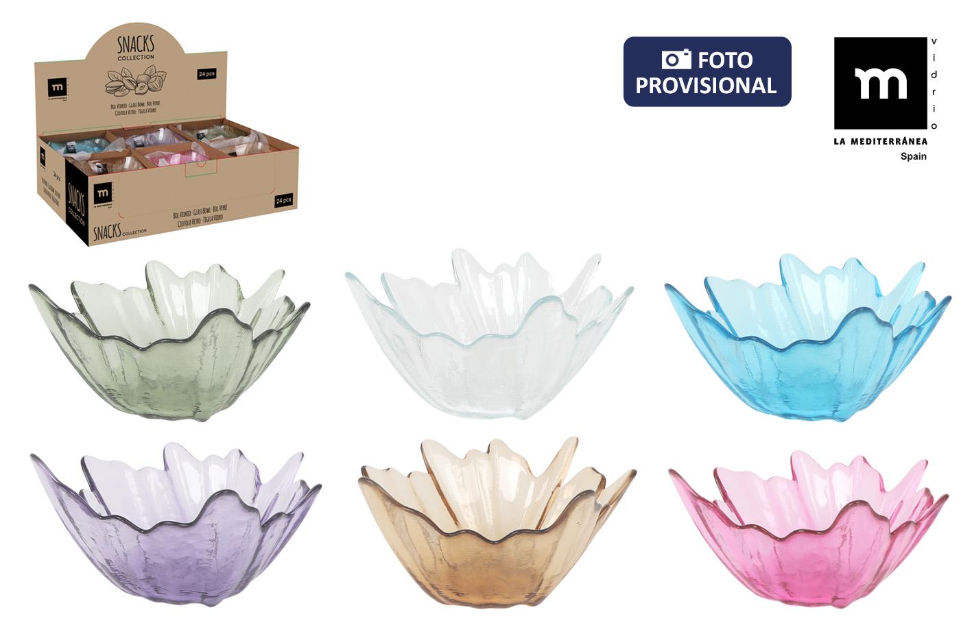 La Mediterranea Bol para Snacks Colores Diseño Leaf, Diámetro 13,5 cm, Altura 7 cm (48 Unidades)
