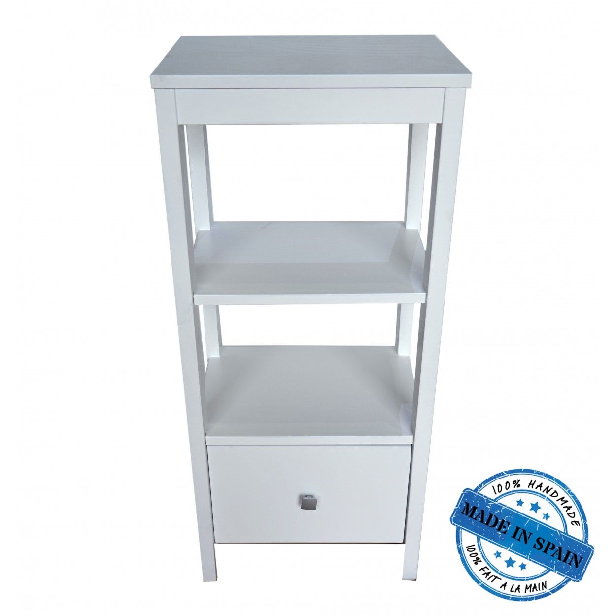 Cajonera 2 Estanterías de Madera Natural Blanca, Armario/Mueble para Baño 30x40x90 cm