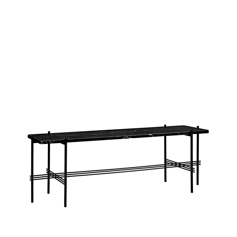 Mesa consola TS Console 1 Mármol negro, base lacada en negro