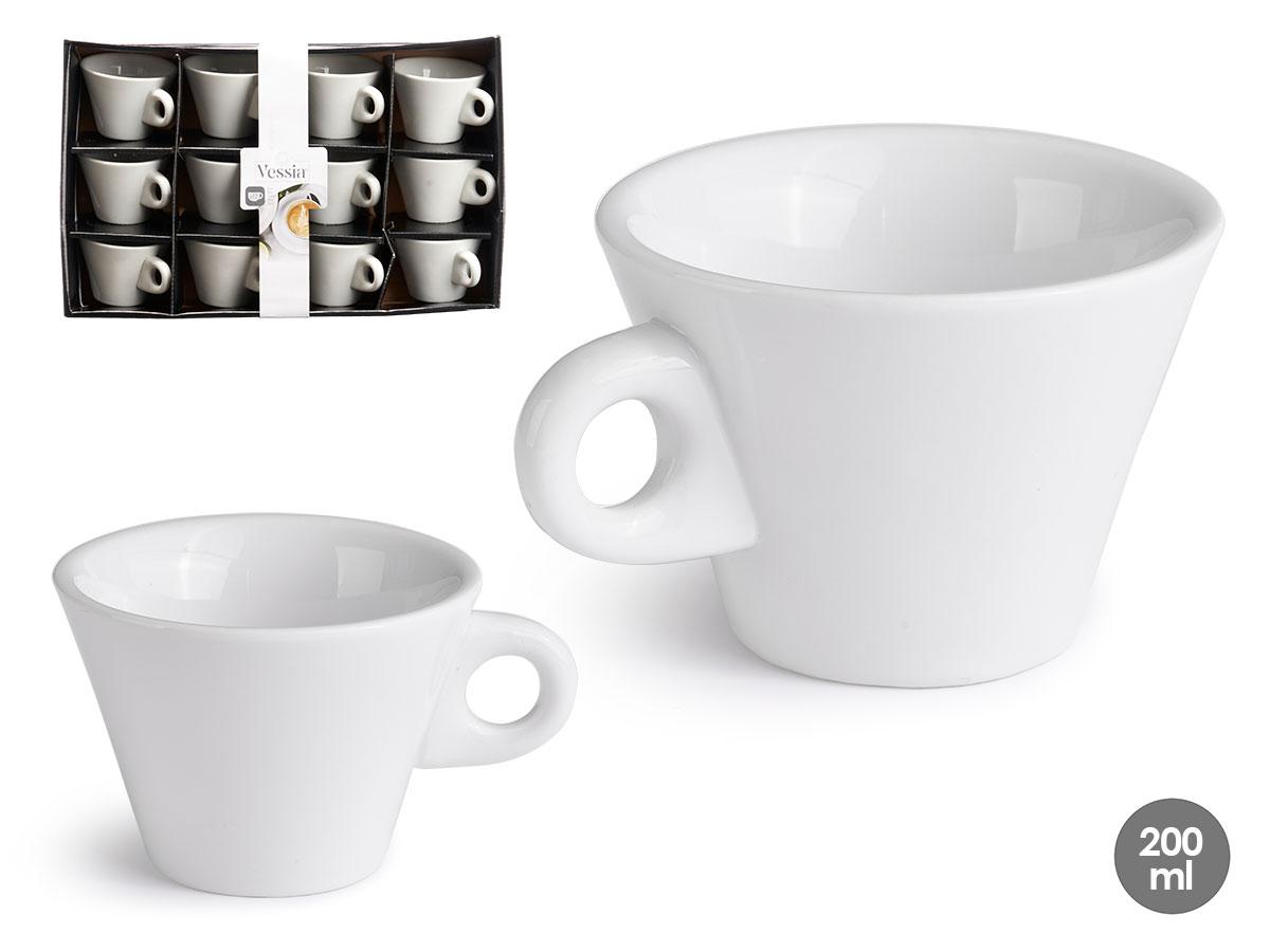 Vessia Taza de Porcelana Alta 200 ml, 11x7.5x9 cm (48 Unidades)