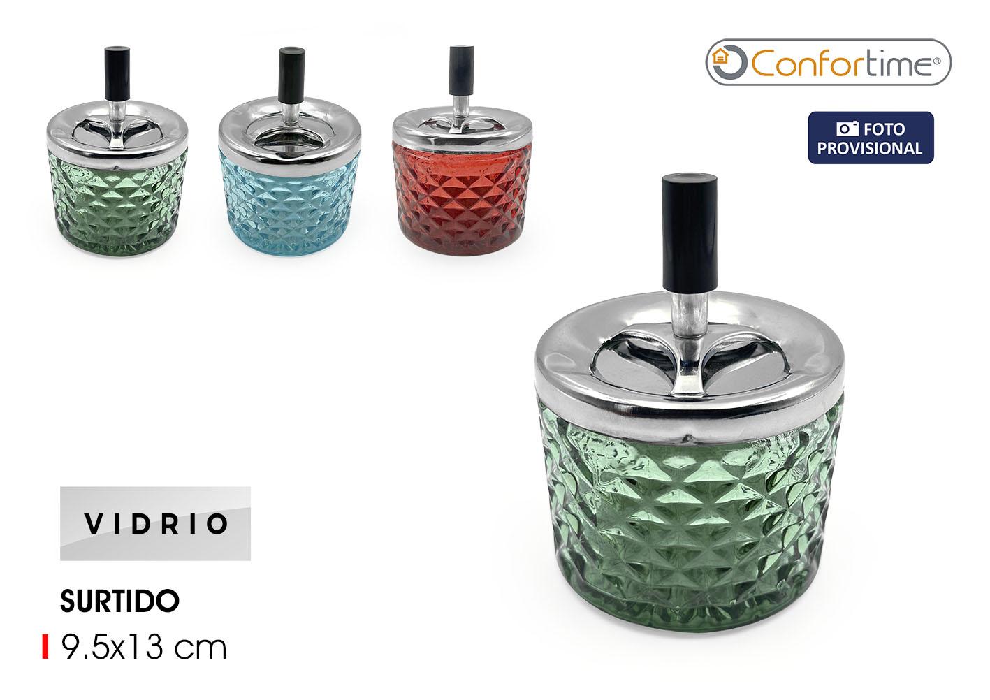 Confortime Cenicero de Vidrio Push, 9.5 x 13 cm (24 Unidades)