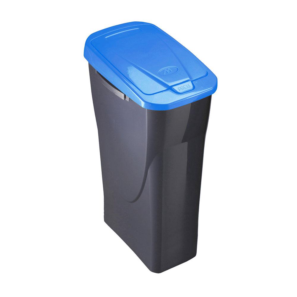 Mondex Cubo de Basura Ecobin con Tapa Azul de 15 L, Negro/Azul, Polipropileno, 21.5 x 31 x 42 cm