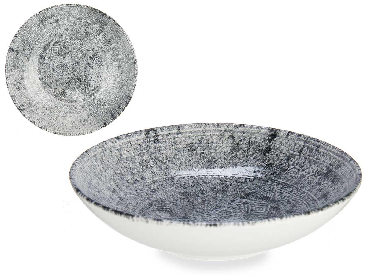 Vessia Plato Hondo de Porcelana Azteca Gris 21 cm (24 Unidades)