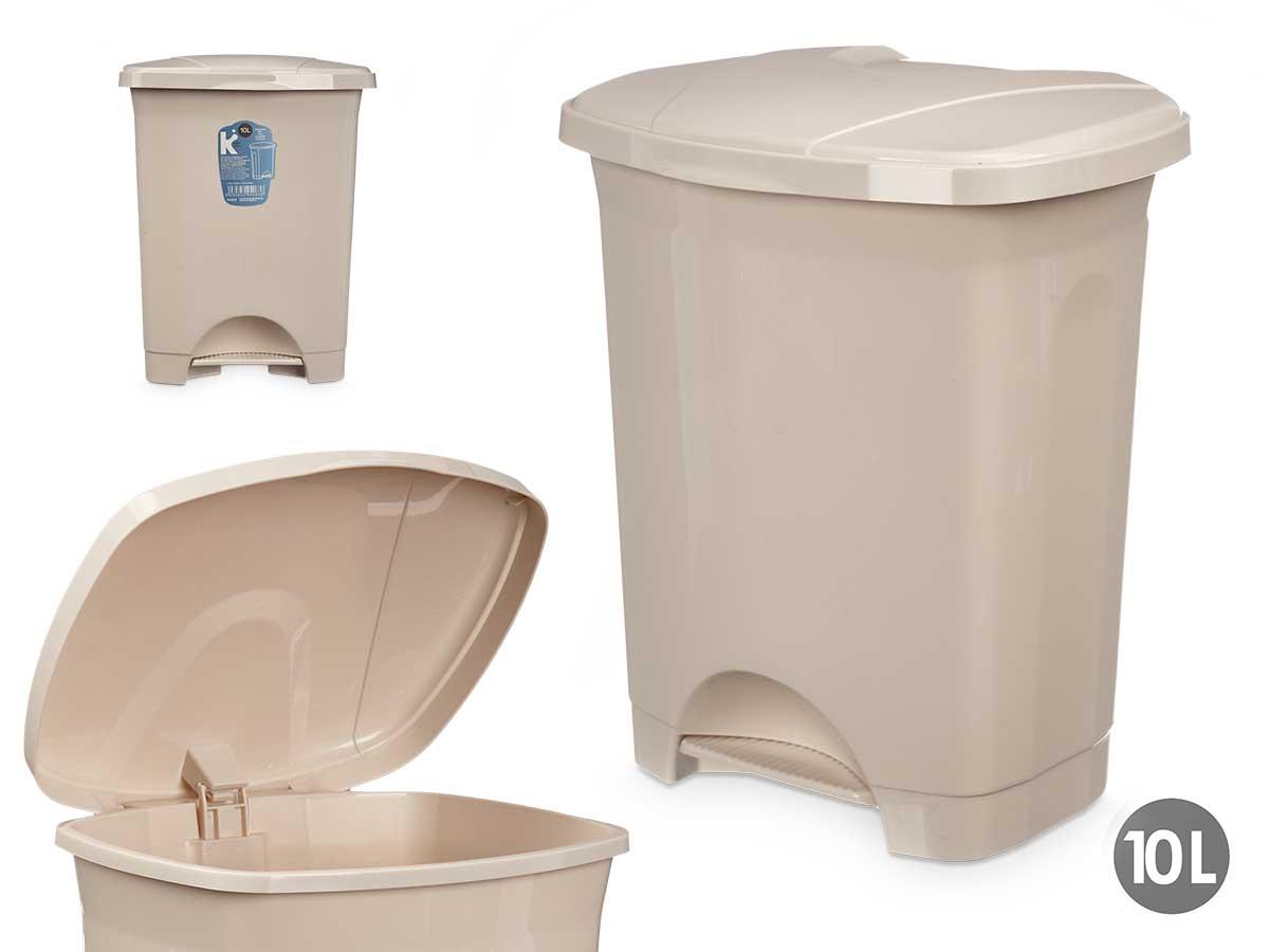Arte Regal Papelera de Pedal de Plástico 10L Beige 27x33.5x22 cm (8 Unidades)