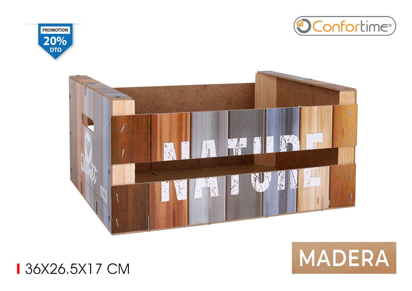 Confortime Caja de Madera Brillo Nature, 36 x 26.5 x 17 cm (6 Unidades)