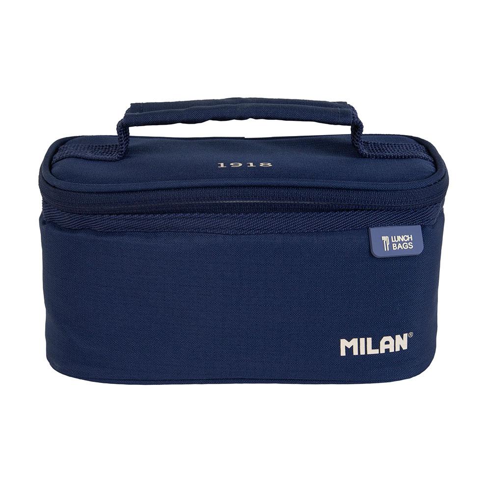 Milán Bolsa isotérmica porta alimentos pequeña con recipiente 1,5 l, azul marino, serie 1918, cómoda y manejable