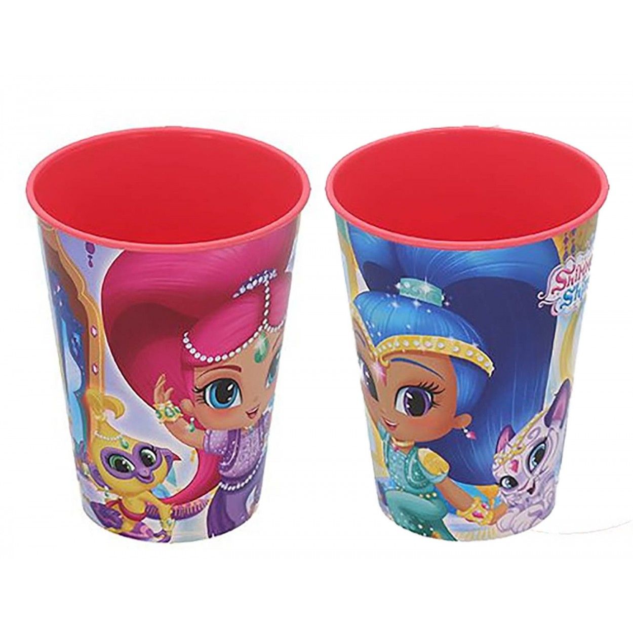 Vaso Infantil Plástico Duro, Set de 2, Reutilizable, para Niños, de Color Rosa, 260ML. Modelo Shimmer & Shine.
