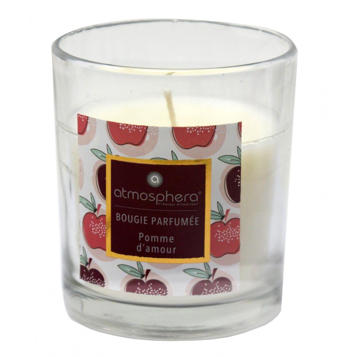 Vela Aromática Manzana con Vaso de Cristal y Caja Decorativa, Ideal para Regalar. Velas Perfumadas 110gr