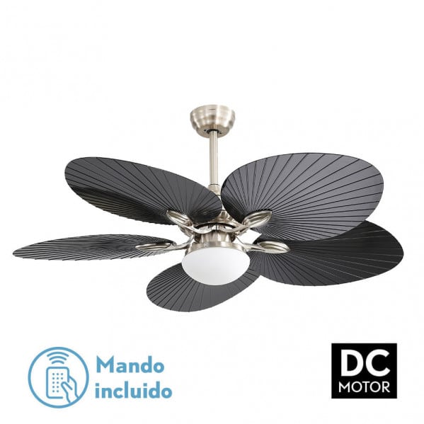 Fabrilamp Chaw Ventilador Dc 24w níquel/negro 5asp.6vel.132d C/remoto, Memoria y Temp.3000-4000-6000k 173291534