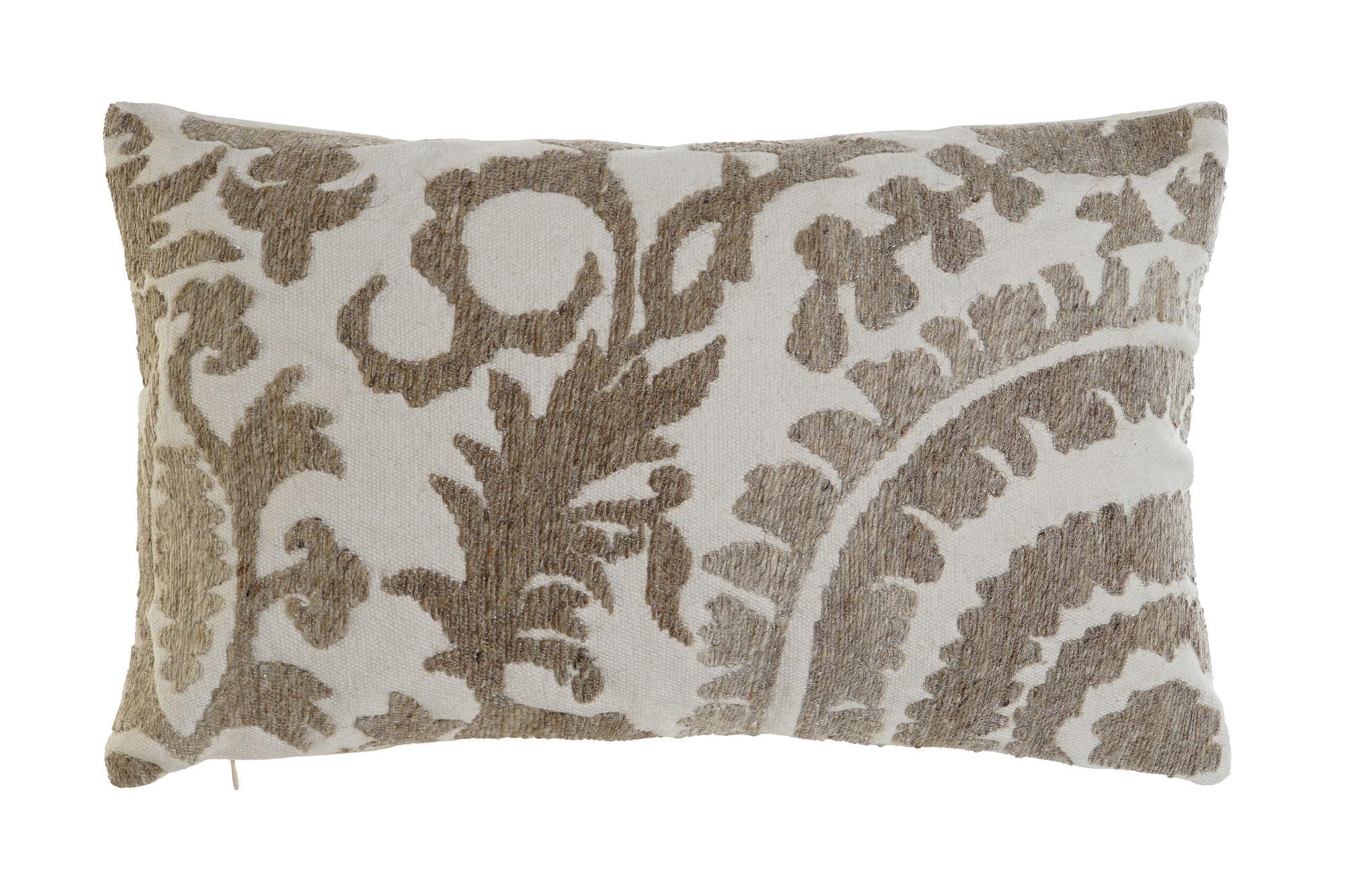 DKD Home Decor Cojín Sherezade23 Beige Marrón 50x30x15 cm Algodón Poliéster Bordado con Cremallera (2 Unidades)