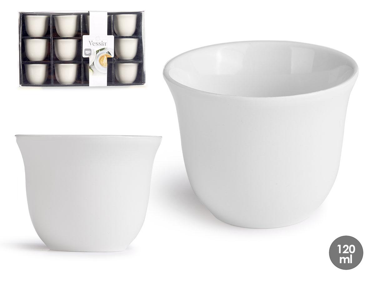Vessia Vaso de Porcelana para Té, 120 ml, 7x5x7 cm, Blanco (48 Unidades)